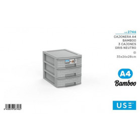 CASSETTIERA A4 BAMBOO 3 CASSETTI - GRIGIO