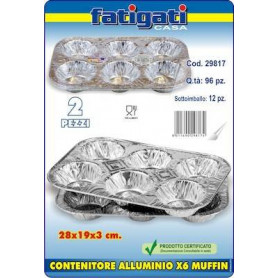 CONT ALLUMINIO MUFFIN X6 28X19X3CM