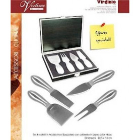 SET 4 PZ COLTELLI FORMAGGIO CON BOX