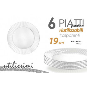 6 PIATTI PLAST. TRASP. 19 CM