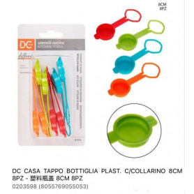 TAPPO BOTTIGLIA PLASTICA C/COLLARINO 8 CM 8 PZ