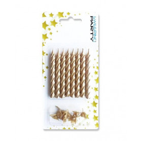 CANDELINE CON SUPPORTO ORO 8 PZ