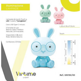 LAMPADA TAVOLO LED CONIGLIETTO H 23 CM