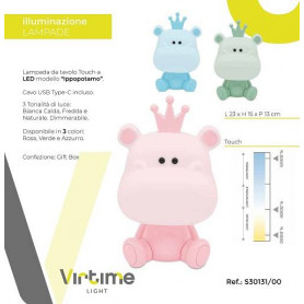 LAMPADA TAVOLO LED IPPOPOTAMO H 15 CM