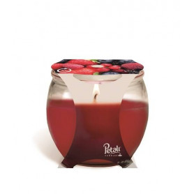 CANDELA PETALI LEGNI FRUTTI ROSSI