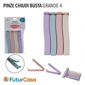 PINZE CHIUDI BUSTA 4 PZ MIS. GRANDE 11 CM 2411