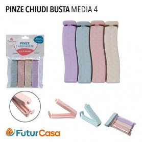 PINZE CHIUDI BUSTA 4 PZ MIS. MEDIA 7,5 CM 2404
