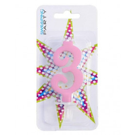 CANDELINA 9CM NR.3 COLORE ROSA
