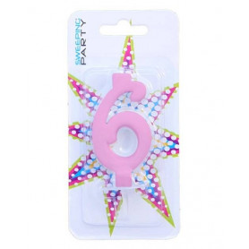 CANDELINA 9CM NR.6 COLORE ROSA