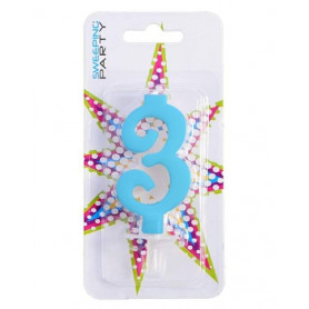 CANDELINA 9CM NR.3 COLORE CELESTE