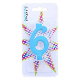 CANDELINA 9CM NR.6 COLORE CELESTE