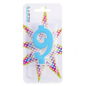 CANDELINA 9CM NR.9 COLORE CELESTE