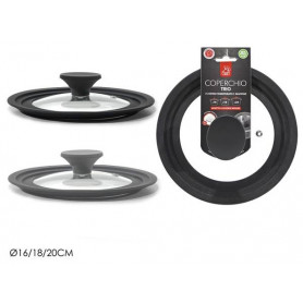 COPERCHIO VETRO C/SILIC. 16/18/20CM 2ASS