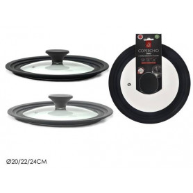 COPERCHIO VETRO C/SILIC. 20/22/24CM 2ASS