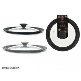 COPERCHIO VETRO C/SILIC. 24/26/28CM 2ASS