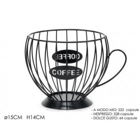 PORTACAPSULE C/MANICO Ø15XH14CM NERO
