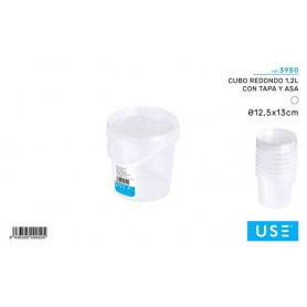 CUBO REDONDO 1,2L CON TAPA Y ASA
