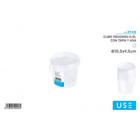 CUBO REDONDO 0,5L CON TAPA Y ASA