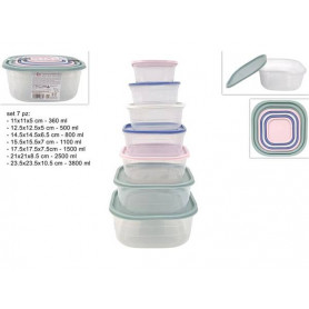 CONTENITORI PLASTICA TRASPARENTE SET 7PZ COPERCHIO COL ASS