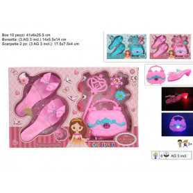 SET BELLEZZA CON SCARPE E BORSETTA CON LUCI IN SCATOLA 2ASS