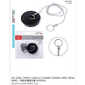 TAPPO LAVELLO D.40MM CATENA INOX 25CM NERO
