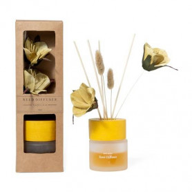 DIFFUSORE DI ESSENZA BACCHETTI FIORE VANILLA IN VETRO 100 ML 9,5X7,5XH.30 cm  IN SCATOLA REGALO