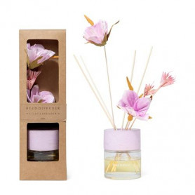 DIFFUSORE DI ESSENZA BACCHETTI FIORE LAVANDER LILAC IN VETRO 100 ML 9,5X7,5XH.30 cm  IN SCATOLA REGALO