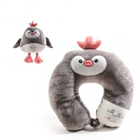CUSCINO DA VIAGGIO CON PELUCHES 2 IN 1 PINGUINO IN POLIESTERE  28X11XH.30 cm
