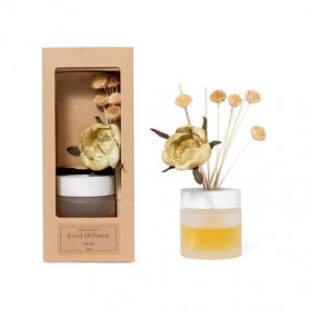 DIFFUSORE DI ESSENZA BACCHETTI FIORE VANILLA IN VETRO 100 ML 11,5X8,5XH.26,5 cm  IN SCATOLA AVANA