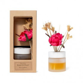 DIFFUSORE DI ESSENZA BACCHETTI FIORE RED WINE IN VETRO 100 ML 11,5X8,5XH.26,5 cm  IN SCATOLA AVANA