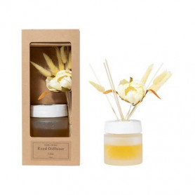 DIFFUSORE DI ESSENZA BACCHETTI FIORE LIME IN VETRO 100 ML 11,5X8,5XH.26,5 cm  IN SCATOLA REGALO