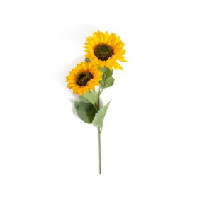 GIRASOLE DUE FIORI IN POLIESTERE E PLASTICA 15X13XH.68cm