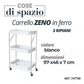 ZENO CARRELLO IN FERRO 3 RIPIANI BIANCO 97X46X7 CM