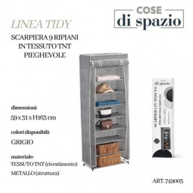 SCARPIERA 9 RIPIANI IN TESSUTO TNT PIEGH. GRIGIA- LINEA TIDY 59x31xH163 CM