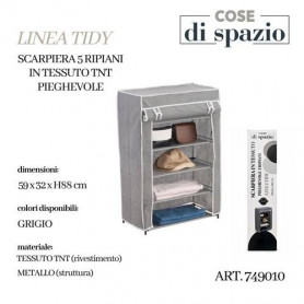 SCARPIERA 5 RIPIANI IN TESSUTO TNT PIEGH. GRIGIA - LINEA TIDY 58x32xH88 CM
