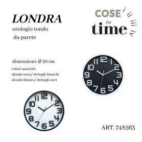 LONDRA OROLOGIO DA PARETE B&W TONDO COL. ASS.  Ø 30 CM