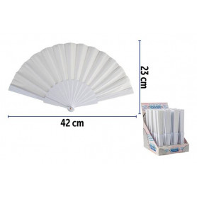 VENTAGLIO PLAST+TESSUTO 23CM BIANCO WEDDING