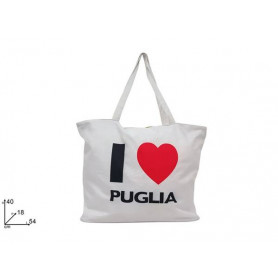 BORSA MARE BIANCA C SCRITTA I LOVE PUGLIA