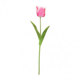 TULIPANO BIANCO E FUCSIA IN POLIESTERE E PLASTICA  H.62 cm