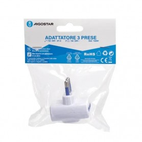 ADATTATORE ITALIANO, 1 A 3, 16A, CON SPINA S17, BIANCO