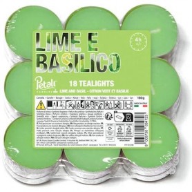 TEA LIGHT 18 PZ PETALI LIME & BASILICO
