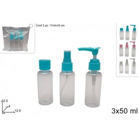 BUSTINA VIAGGIO PVC CON 3 BOTTIGLIE 3 COL.